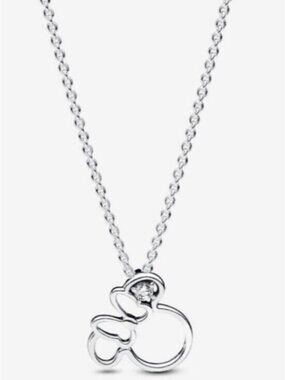 Pandora Silver Necklace with Clear Gem